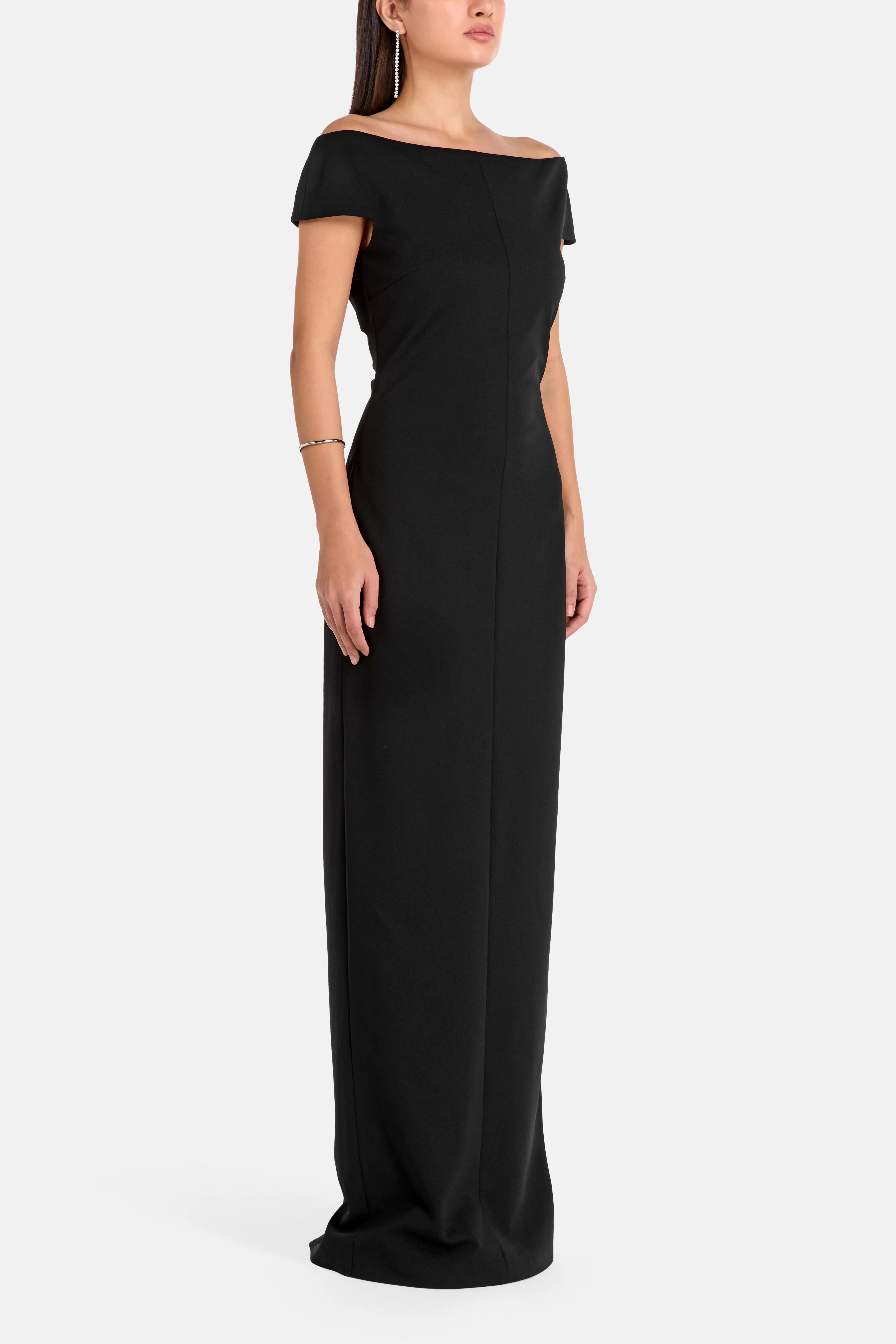 Kyra Off Shoulder Evening Dress in Black
