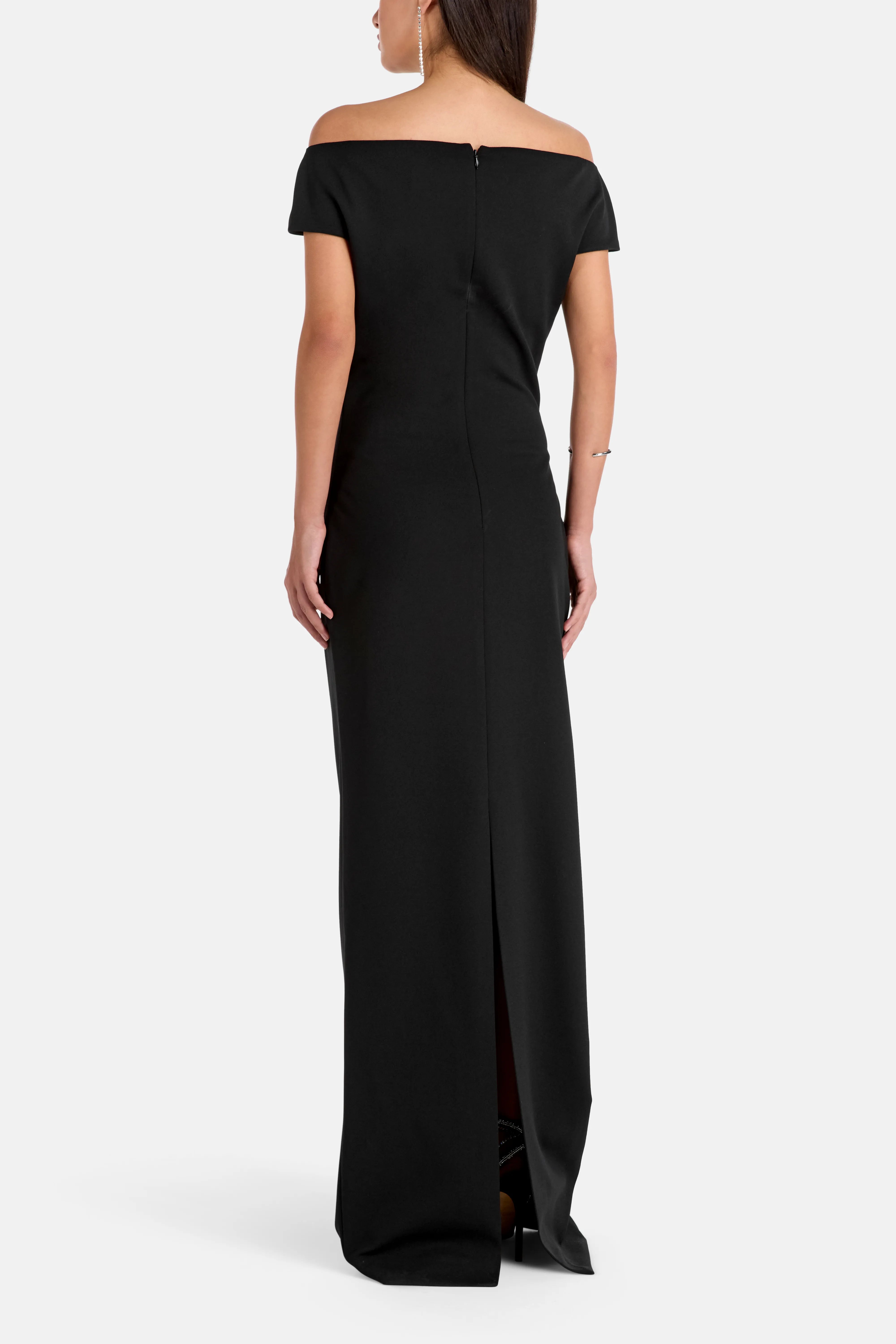 Kyra Off Shoulder Evening Dress in Black