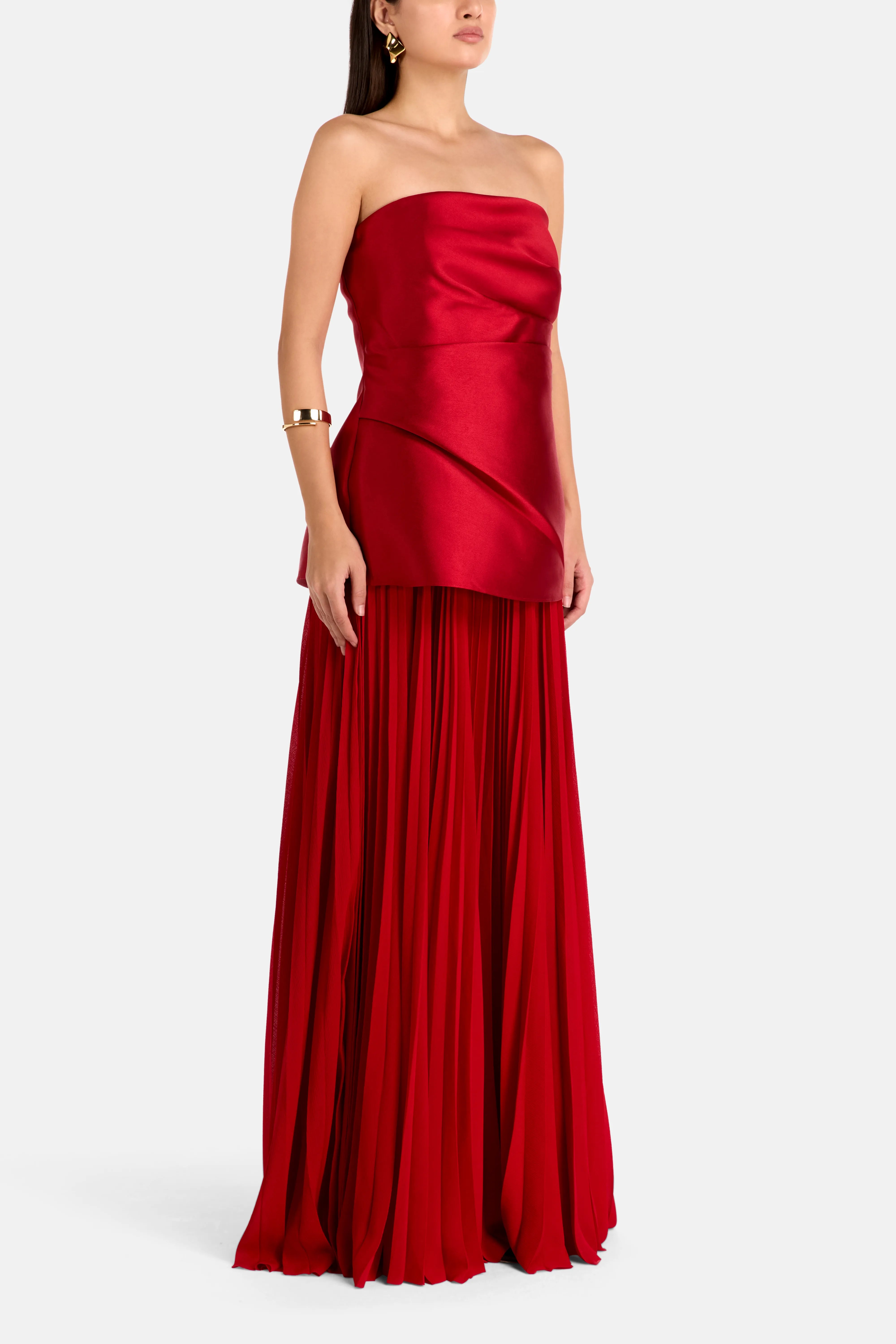 Claudette Strapless Evening Dress in Red
