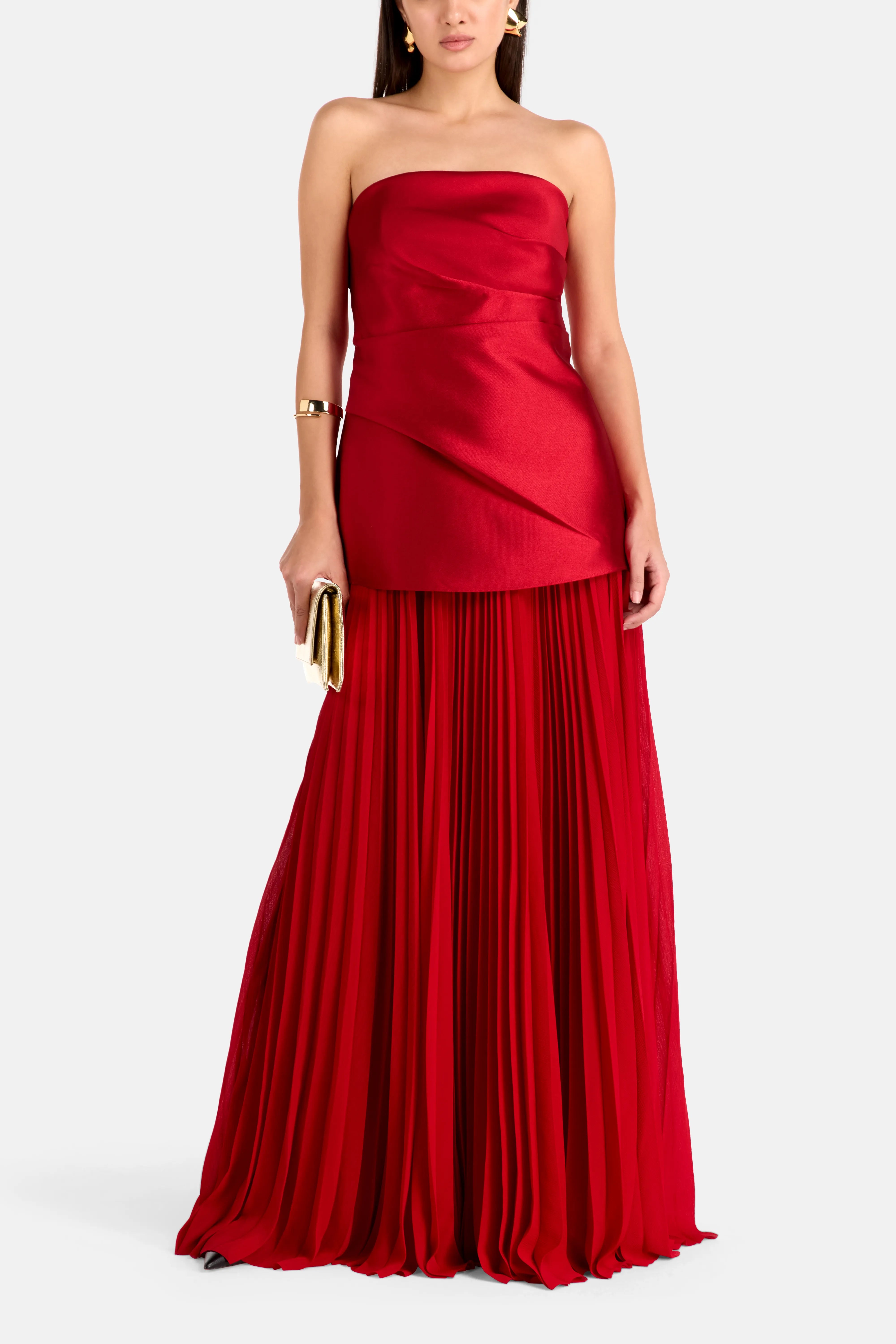 Claudette Strapless Evening Dress in Red