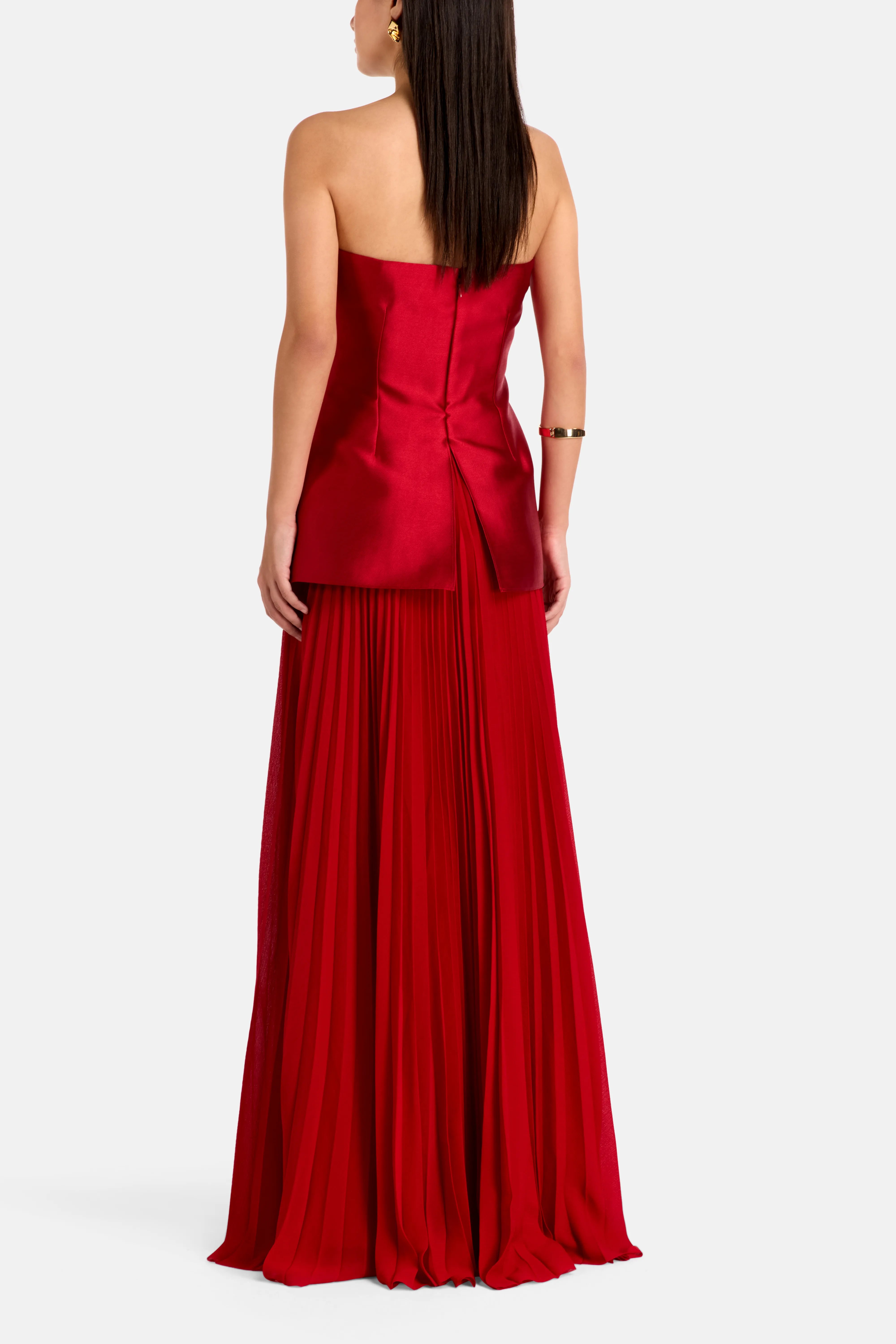 Claudette Strapless Evening Dress in Red