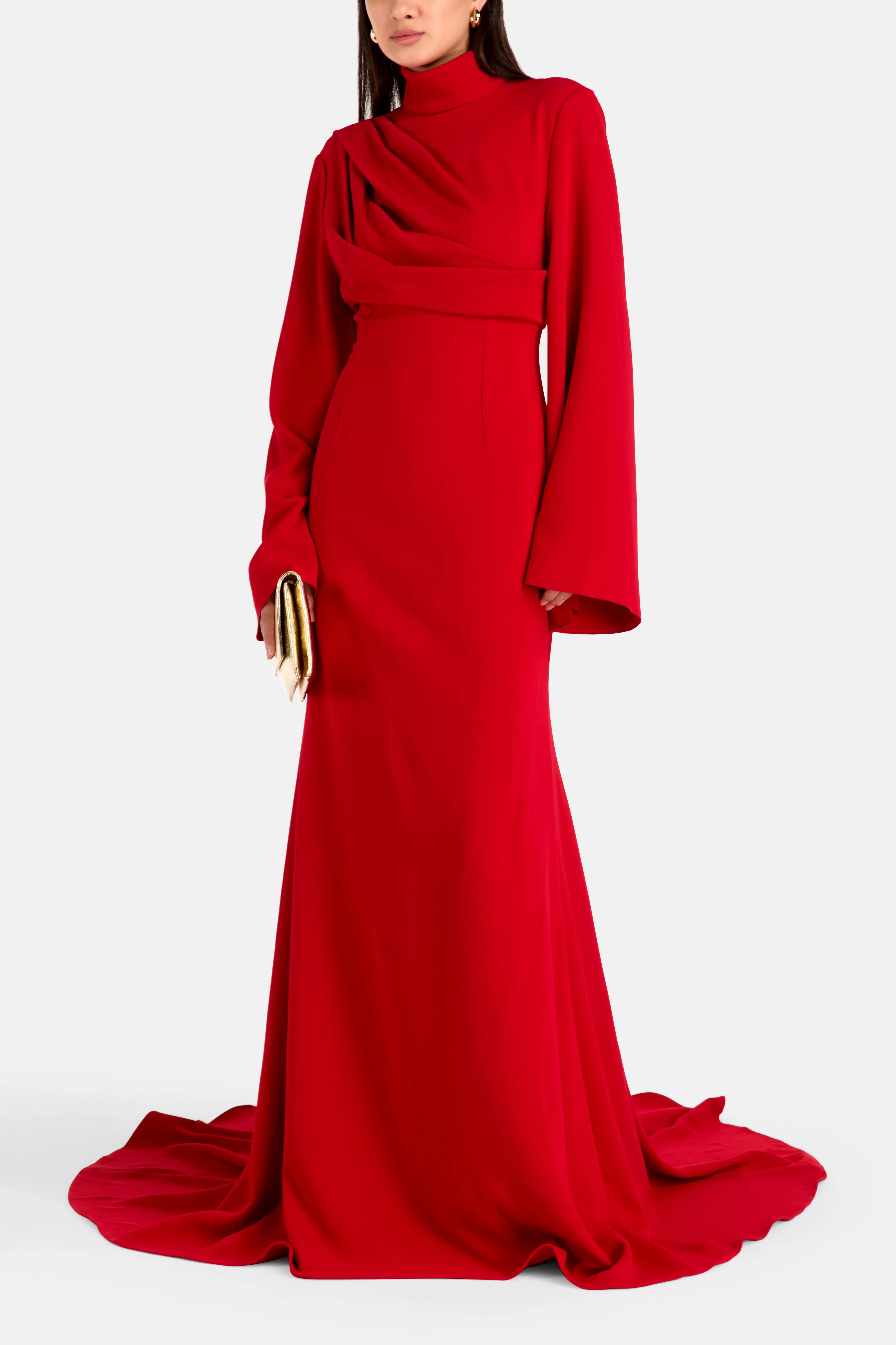 Swinton Long Sleeves Evening Gown in Red