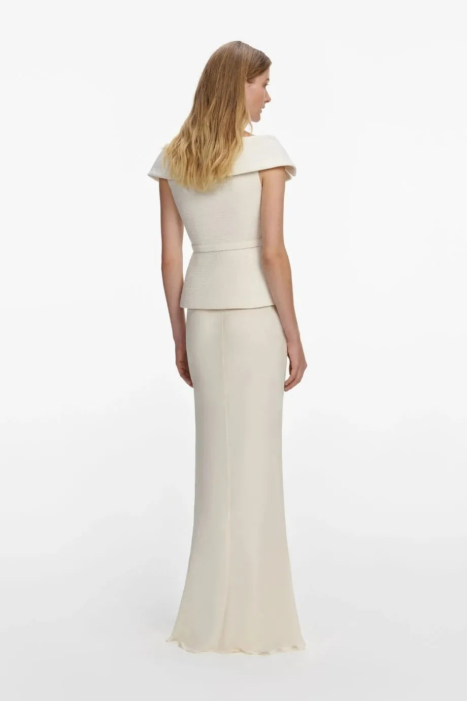 Boucle Belted Maxi Dress in Cream