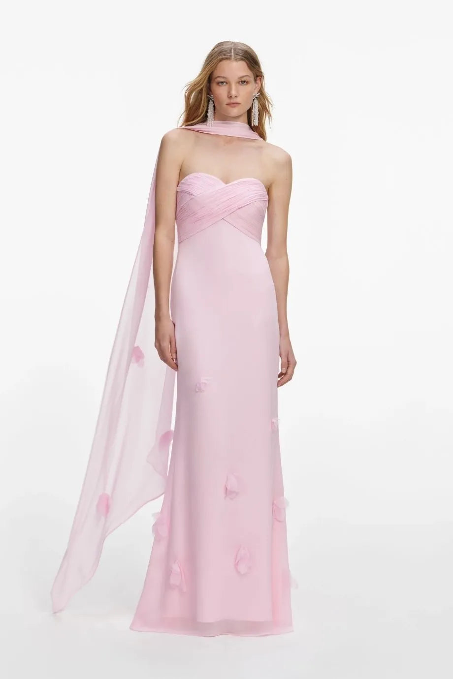 Shop the Pink Sleeveless Floral Georgette Scarf Maxi Dress Shop the Pink Sleeveless Floral Georgette Scarf Maxi Dress