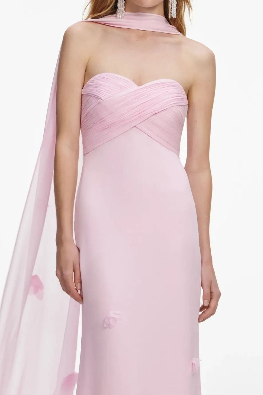 Shop the Pink Sleeveless Floral Georgette Scarf Maxi Dress