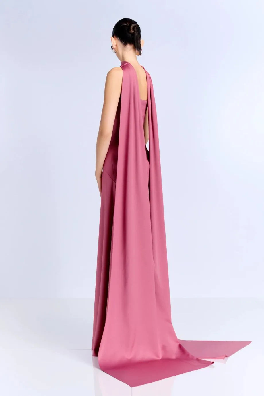 Mae Strapless Evening Dress in Pink with Scarf
