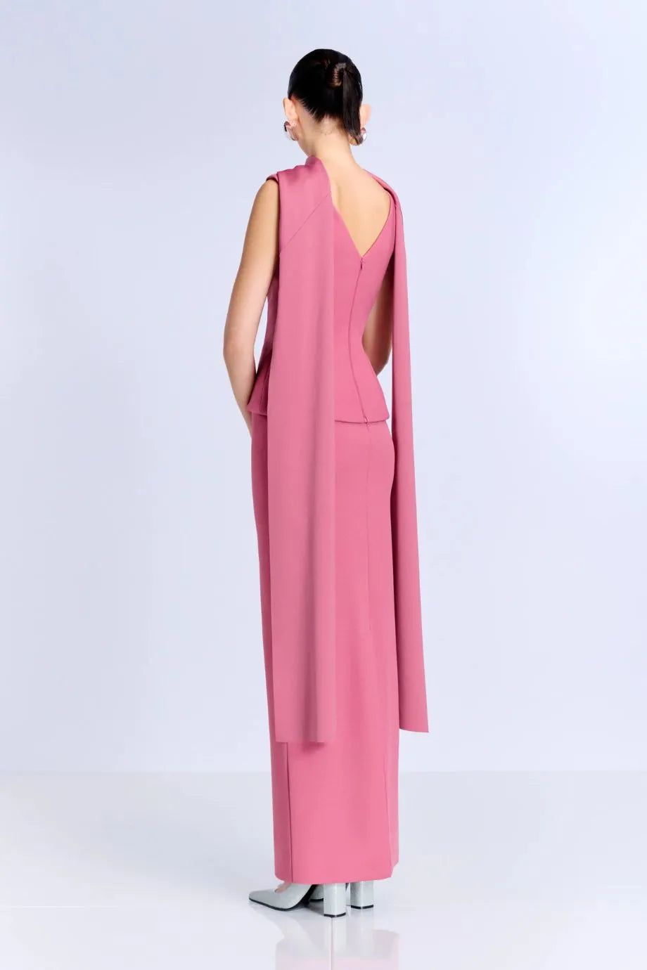 Annie Evening Dress in Pink with Cape