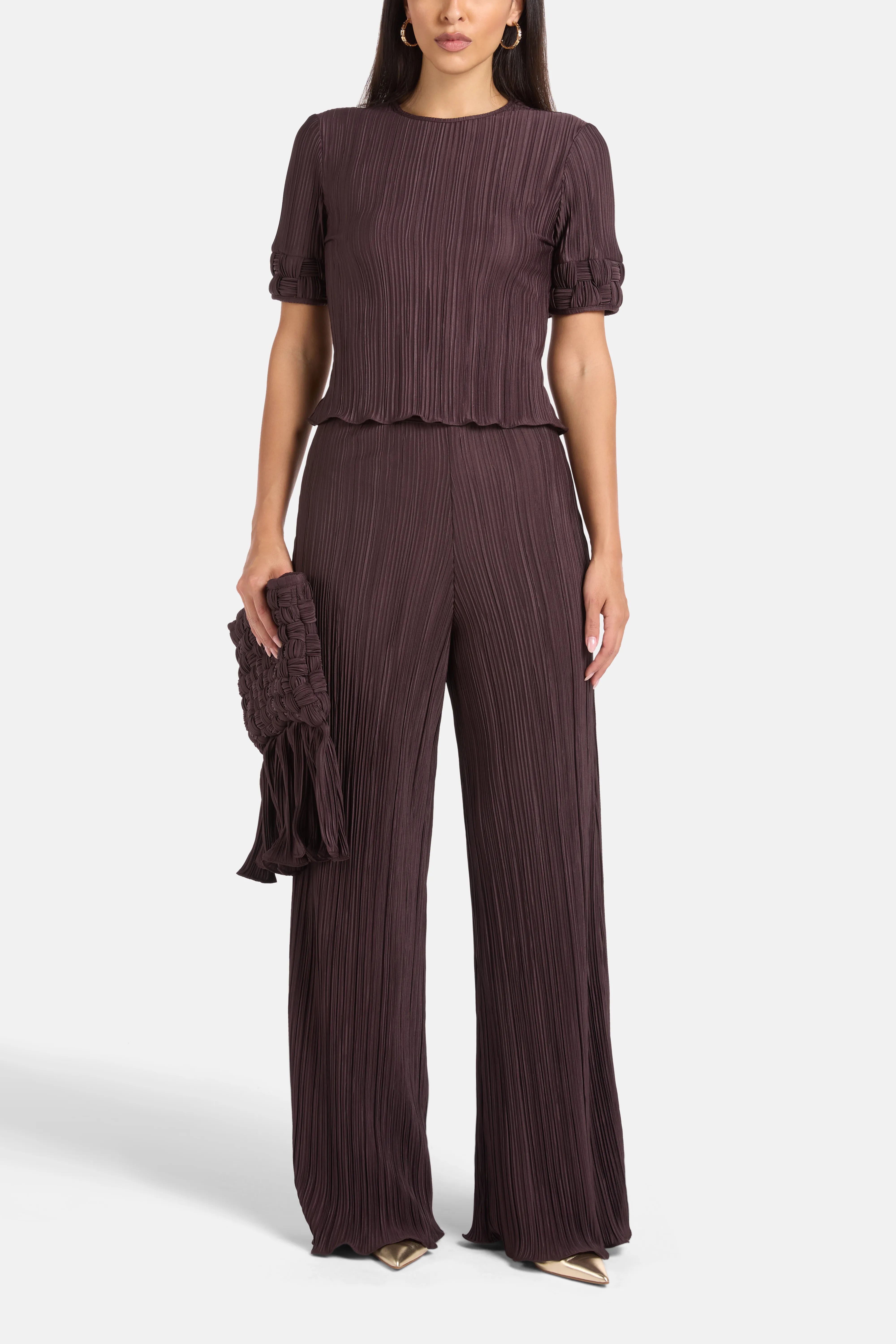 Sabia Pleated Top in Brown