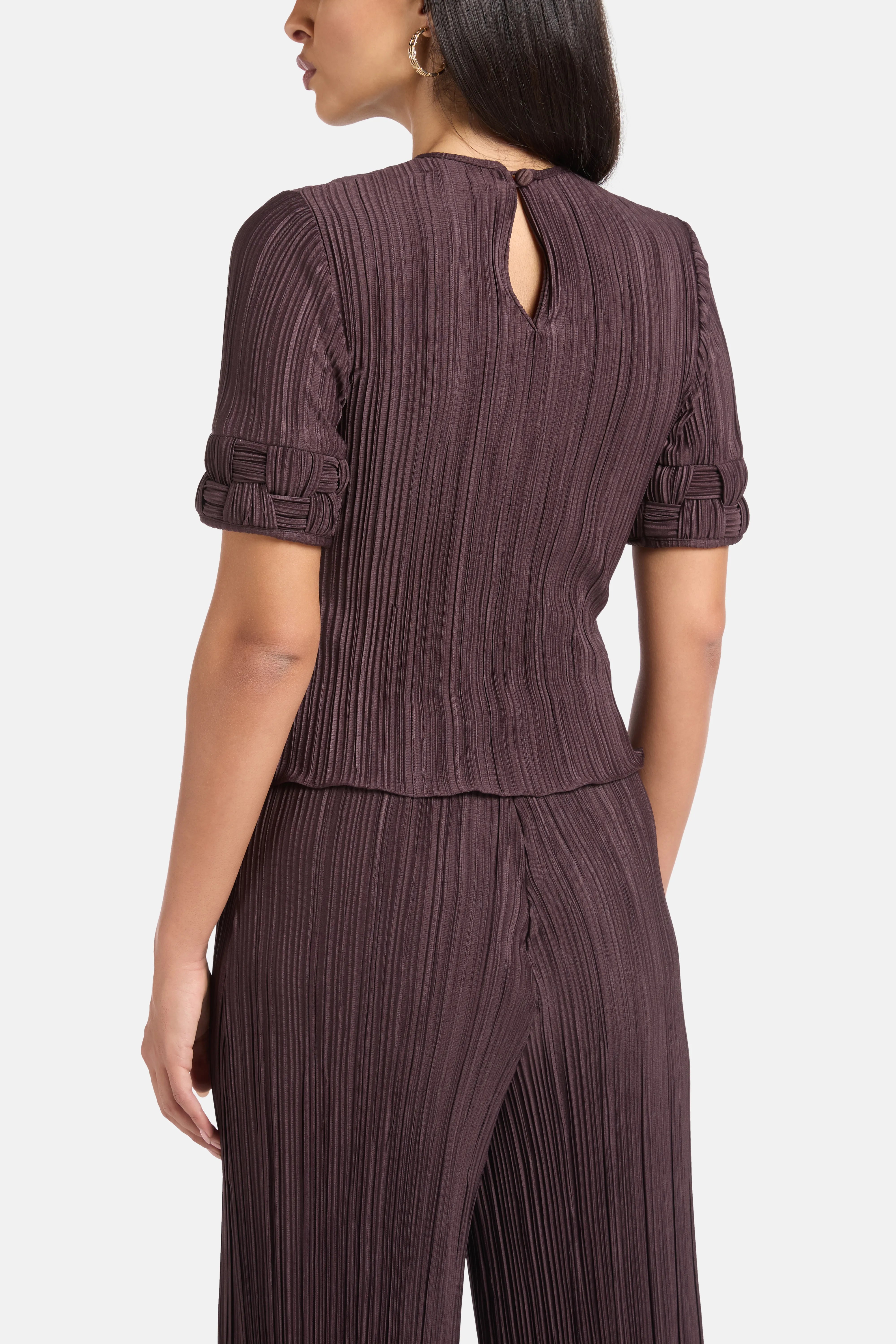 Sabia Pleated Top in Brown