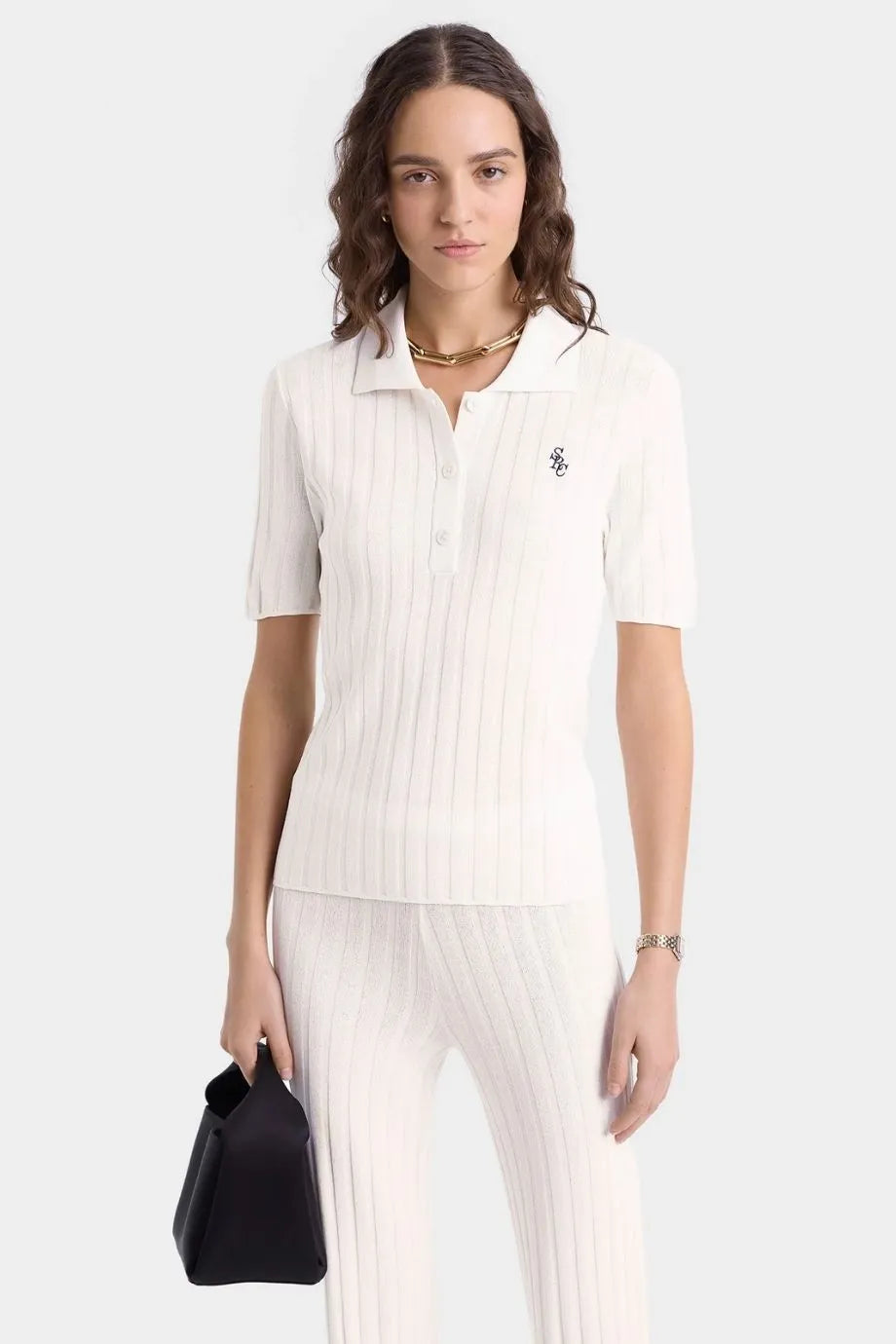 SRC Ribbed Polo T-Shirt in White