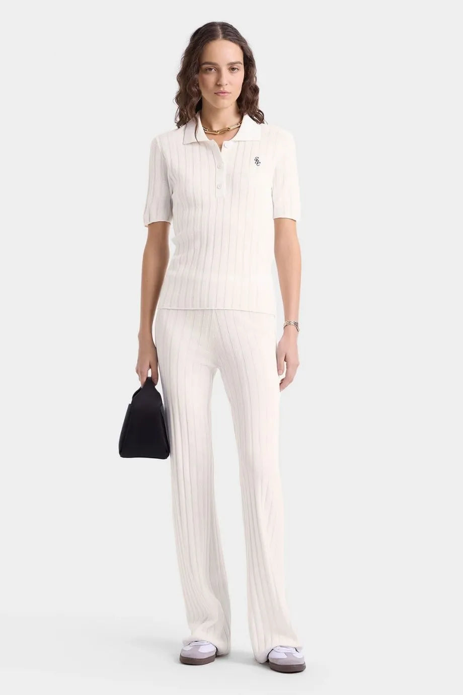 SRC Ribbed Polo T-Shirt in White