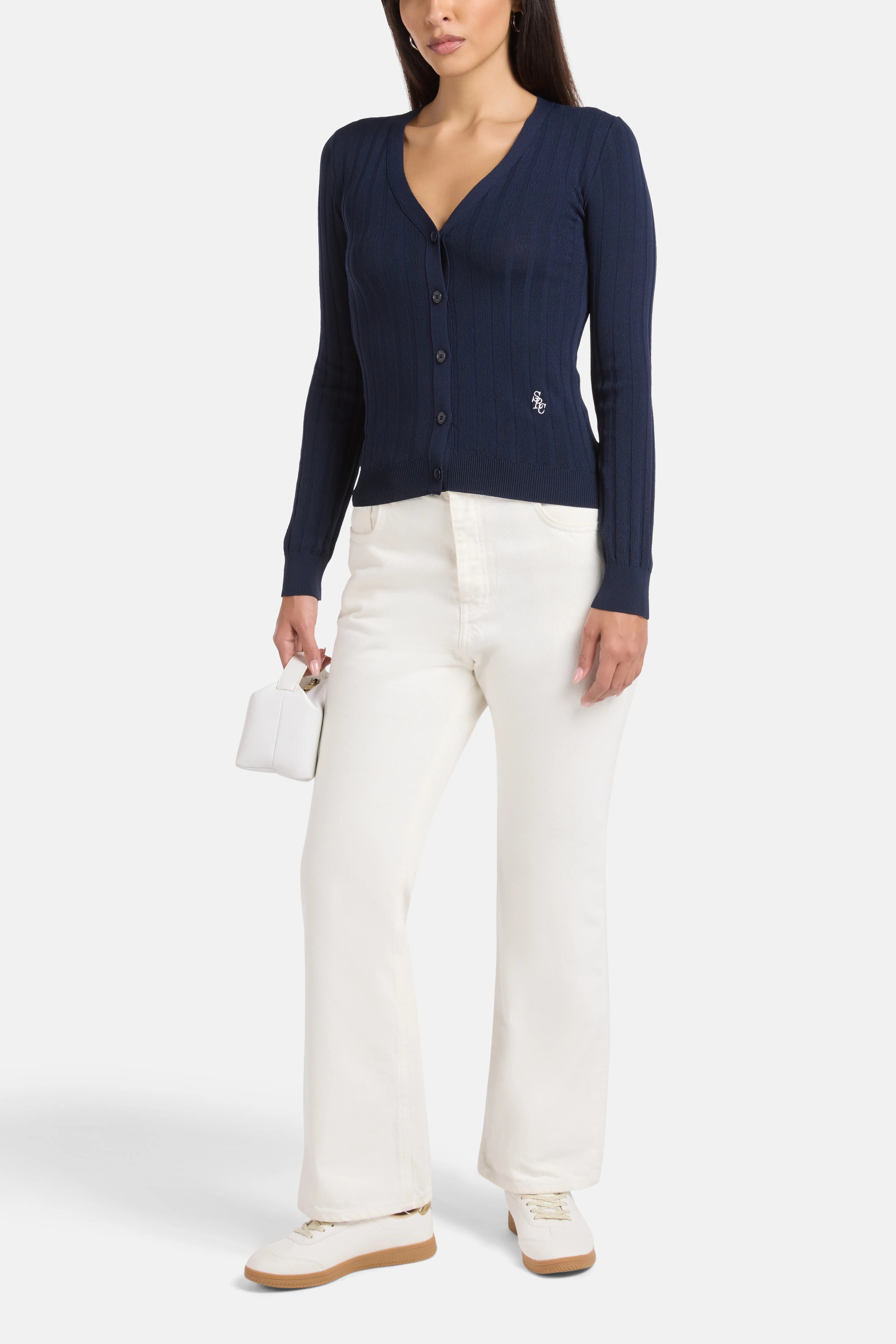 SRC Ribbed Knit Cardigan in Blue