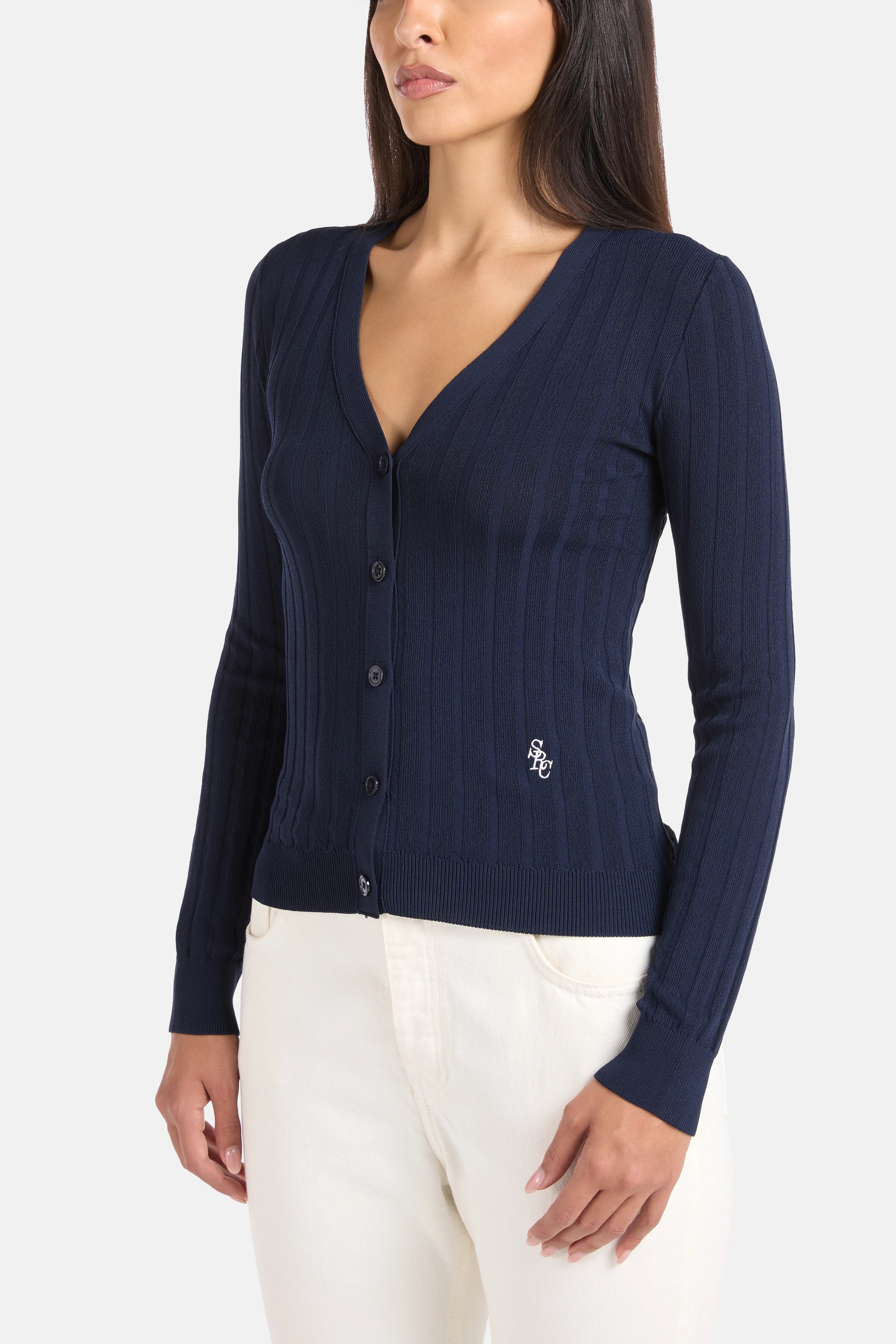 SRC Ribbed Knit Cardigan in Blue