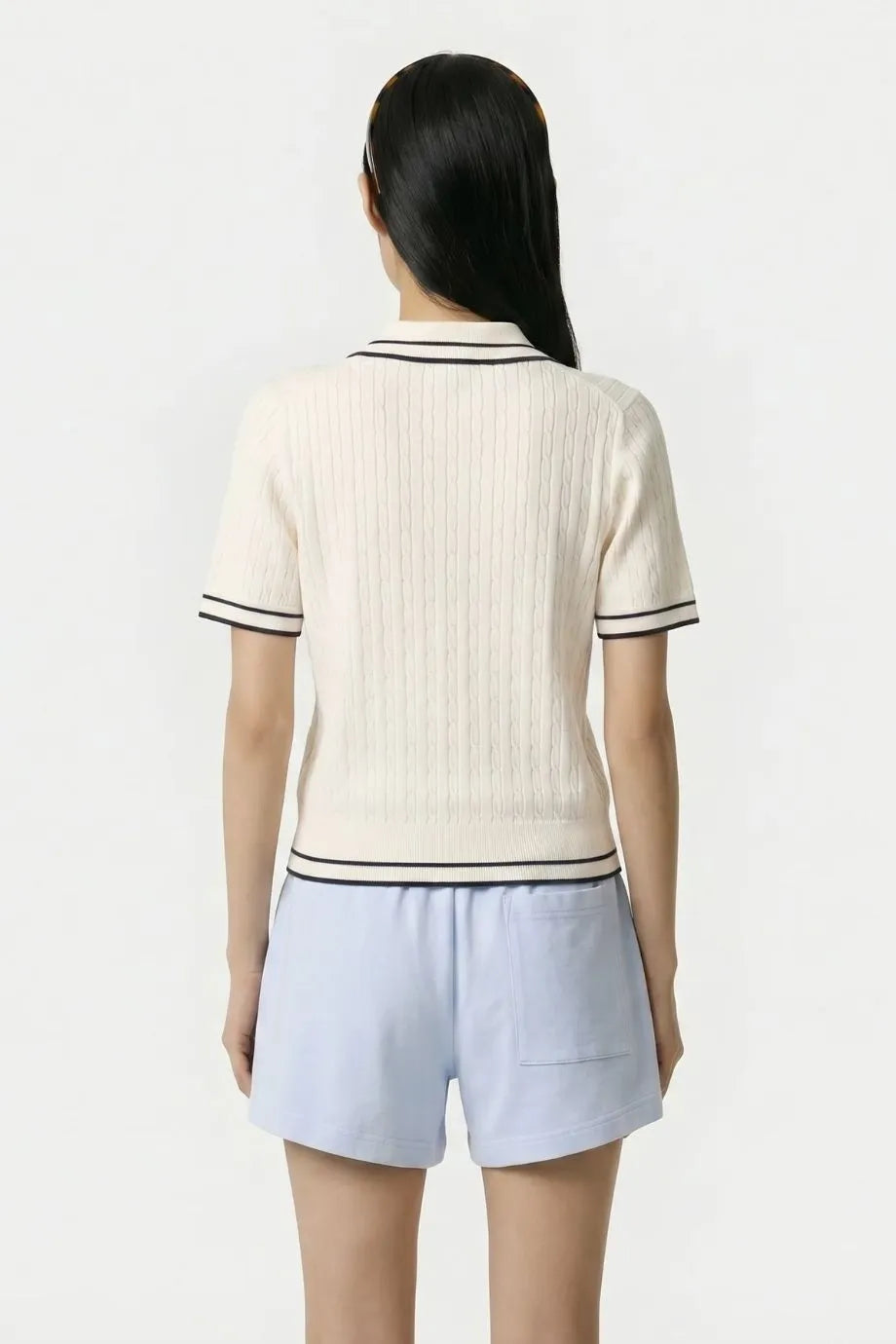 Signature Logo Mini Cable Polo T-Shirt in White