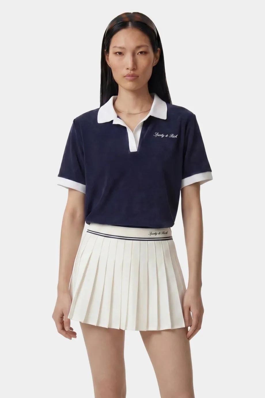 Signature Logo Terry Cotton Polo T-Shirt in Blue
