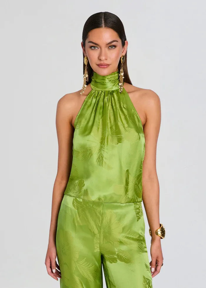 Martana Kiwi Tropical Sleeveless Top in Green