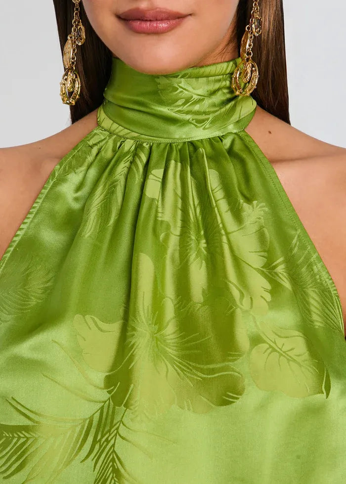 Martana Kiwi Tropical Sleeveless Top in Green