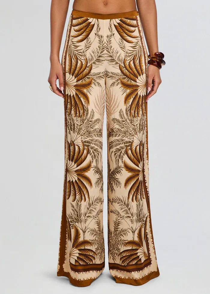 Sunny Ochre Palma Wide Legged Pants in Beige