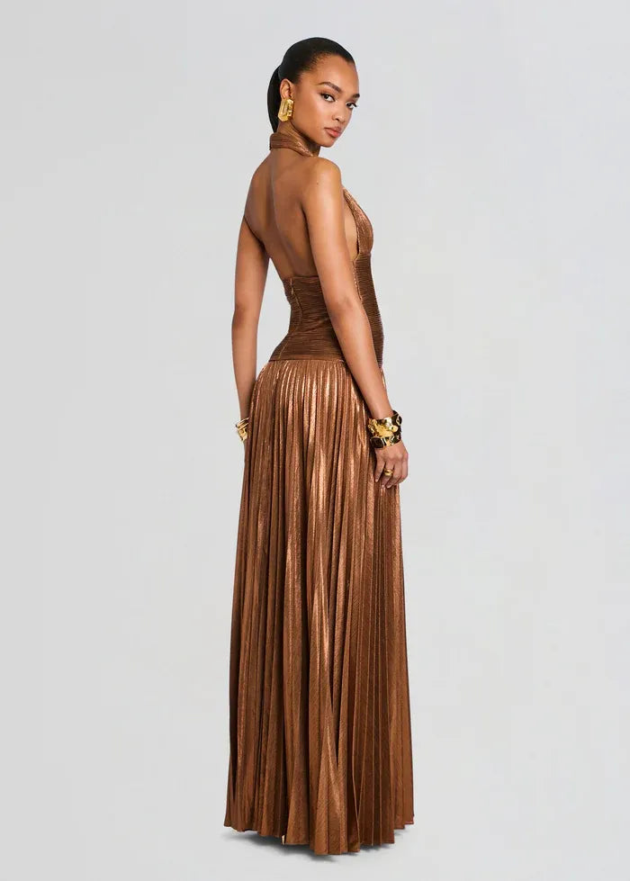 Orlina Sleeveless Evening Dress Dress in Brown