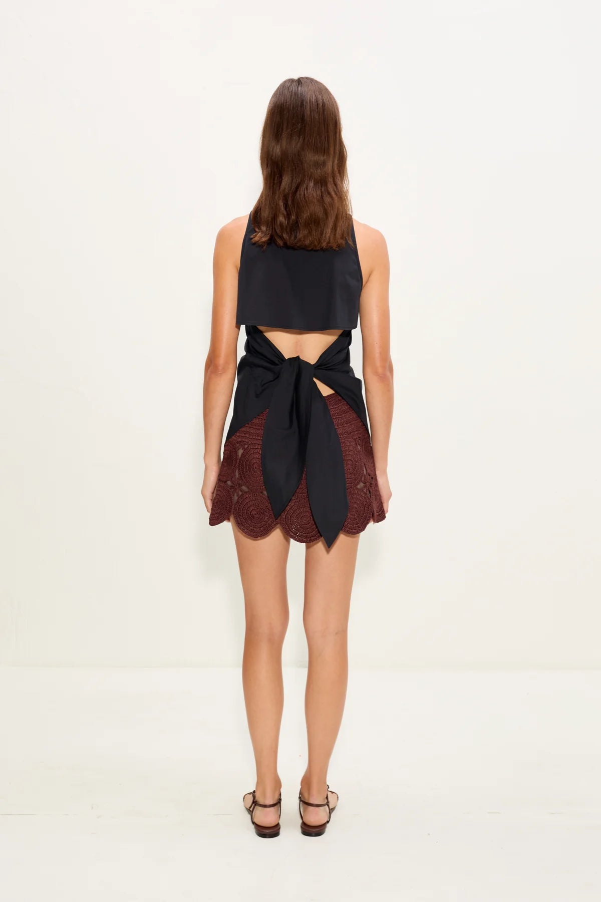Beep Beep Crochet Mini Skirt in Brown