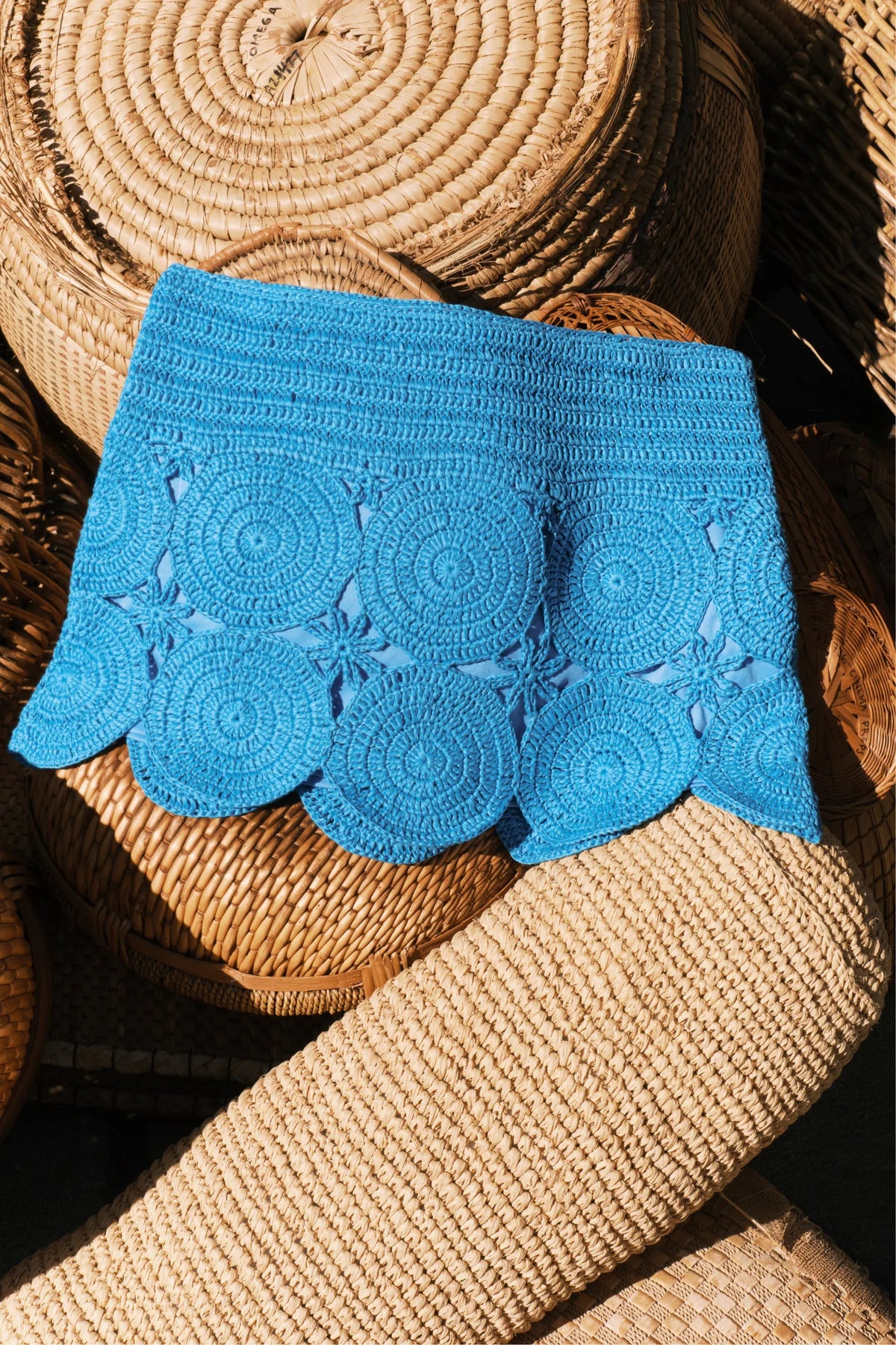 Beep Beep Crochet Mini Skirt in Blue