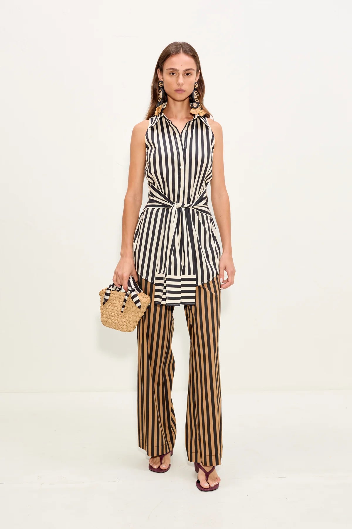 Inna Sleeveless Poplin Button Up Cotton Top in White