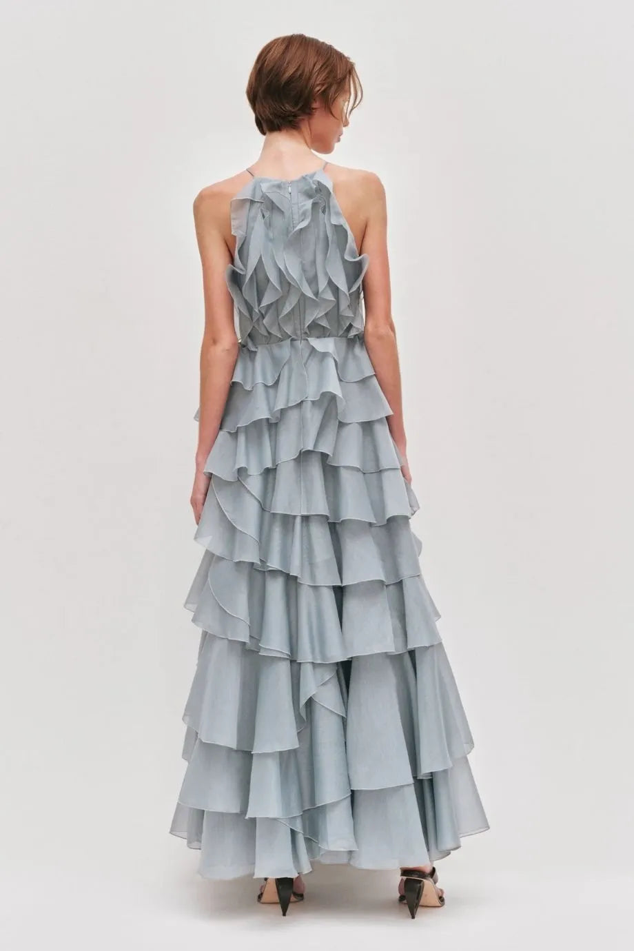 Cleo Ruffles Sleeveless Maxi Dress in Blue