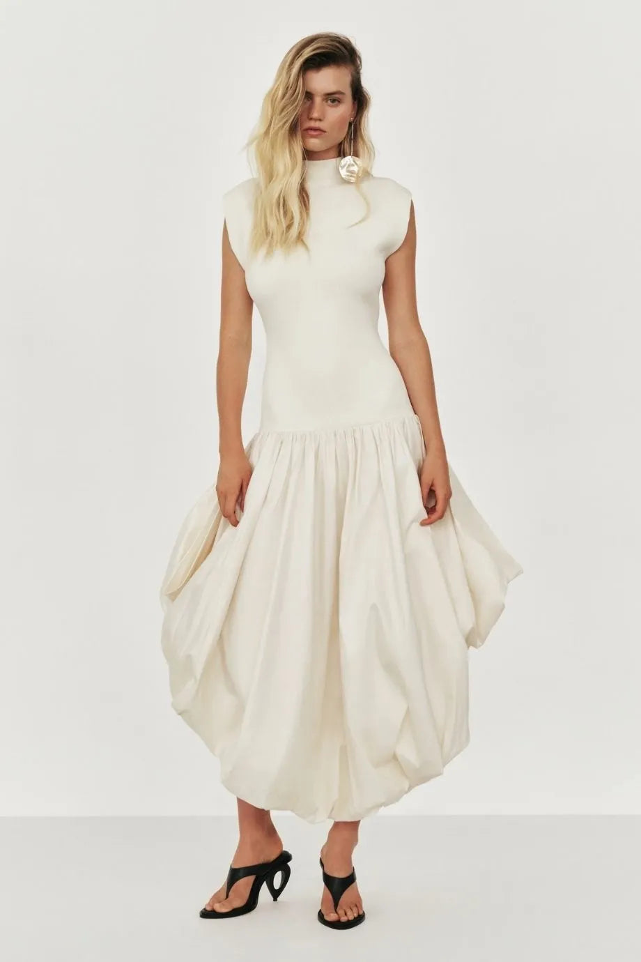 Venetia Knit Midi Dress in White