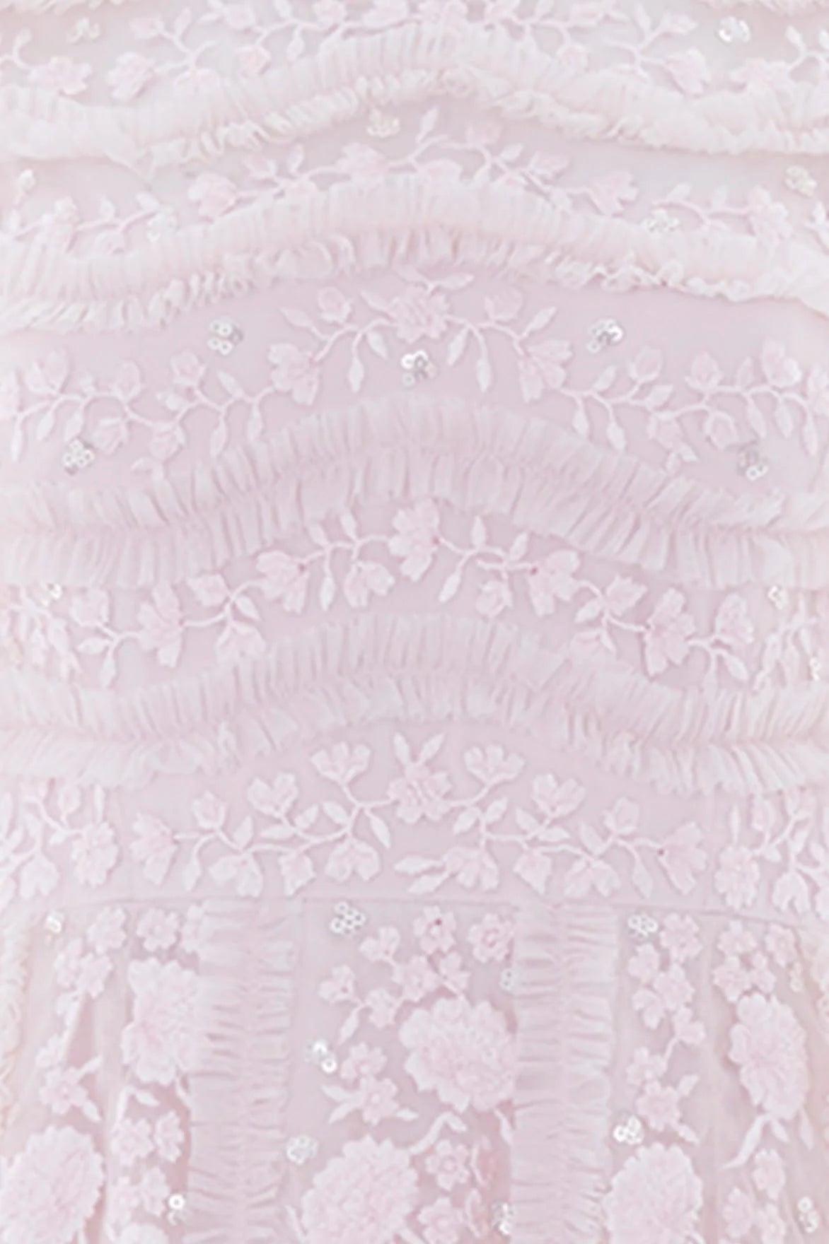 Gianna Ruffles Floral Sequins Evening Dress in Pink