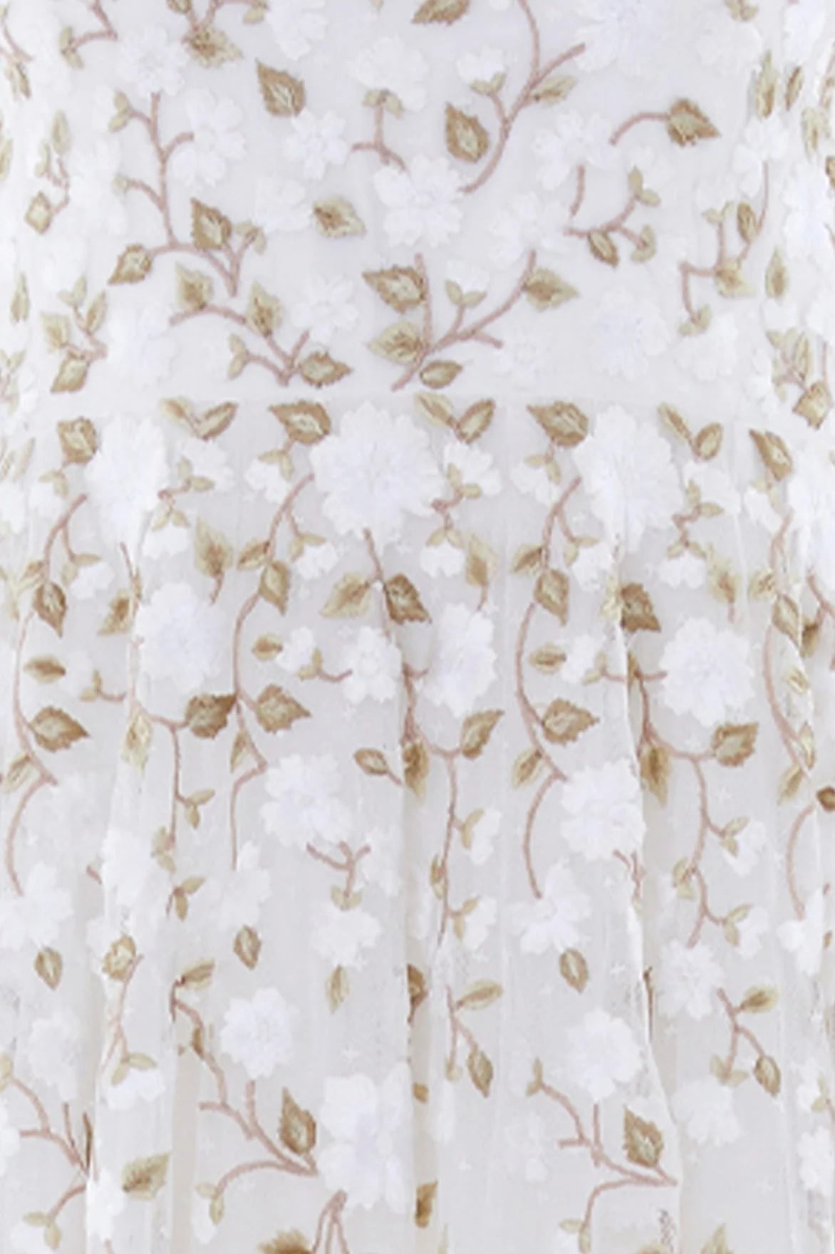 Trailing Roses Floral Evening Dress in White
