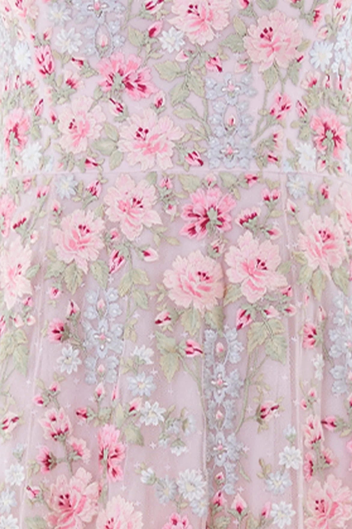 Garden Rose Floral Evening Dress in Pink