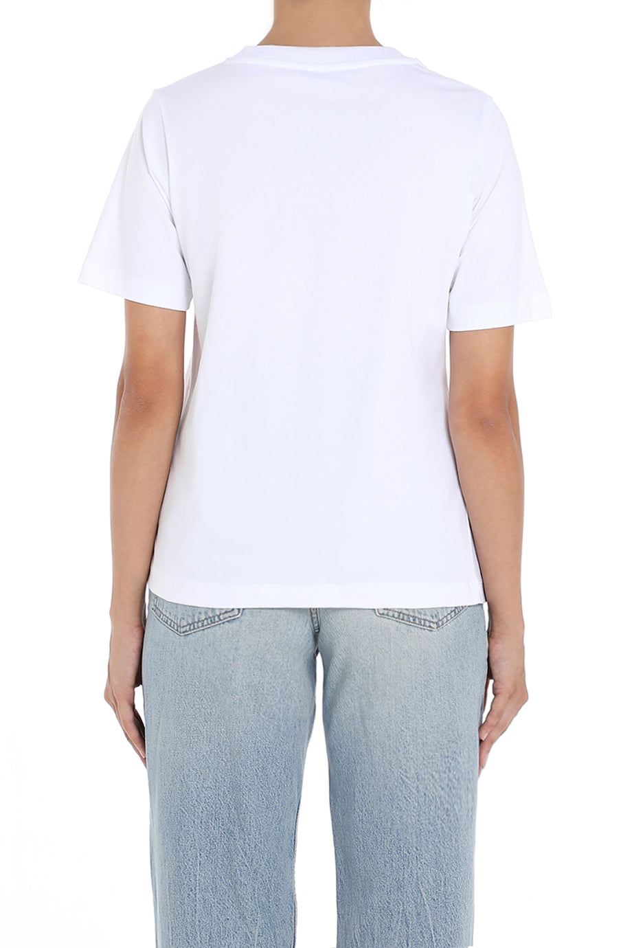 Christopher Kane Crystal Cupchain T-Shirt in White. Back view.