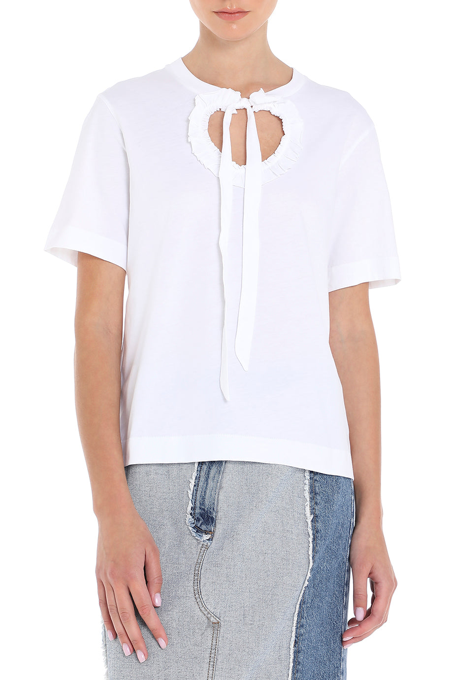 Bow Cut-Out Neck T-Shirt