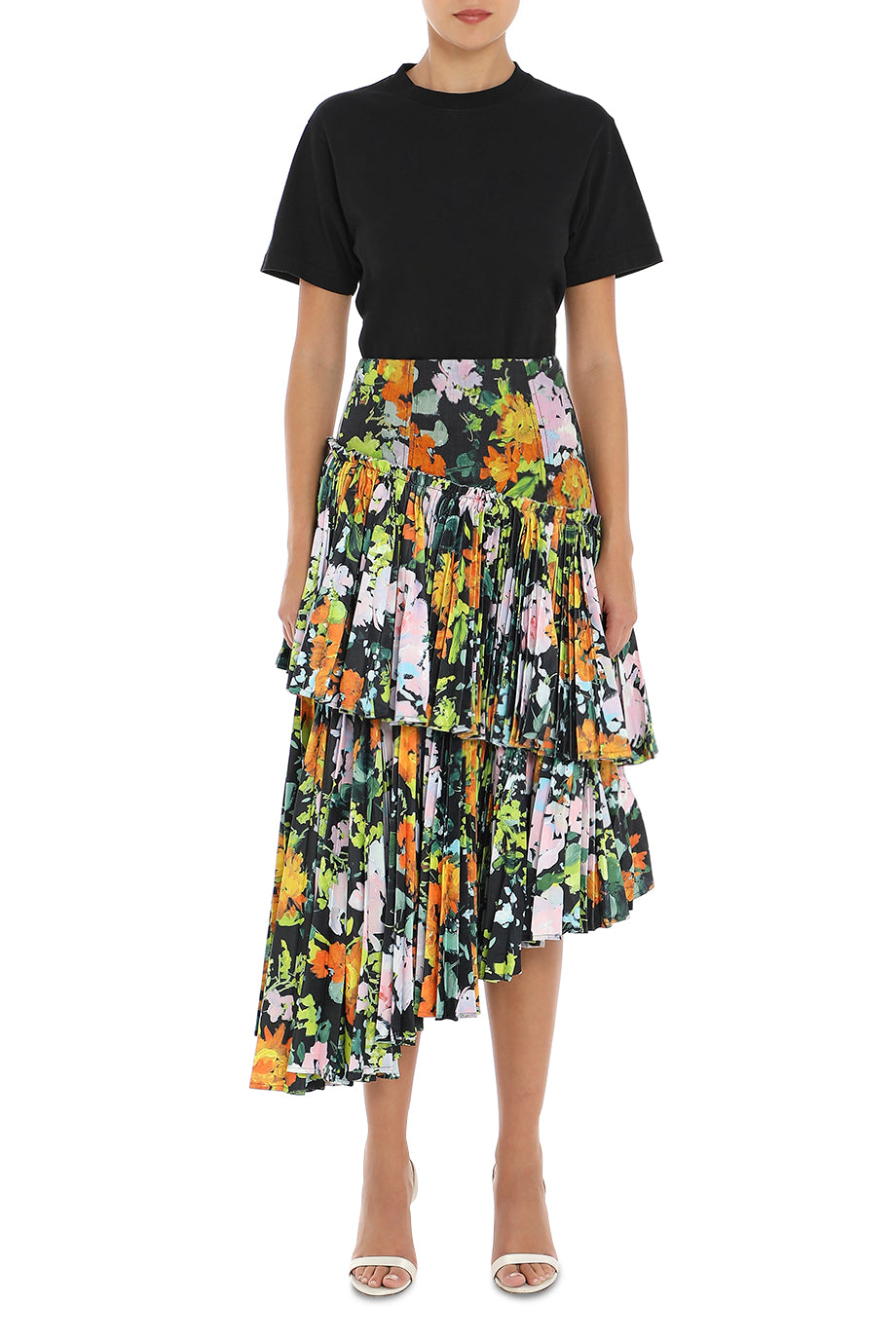 Alice Pleated Asymmetrical Midi Skirt