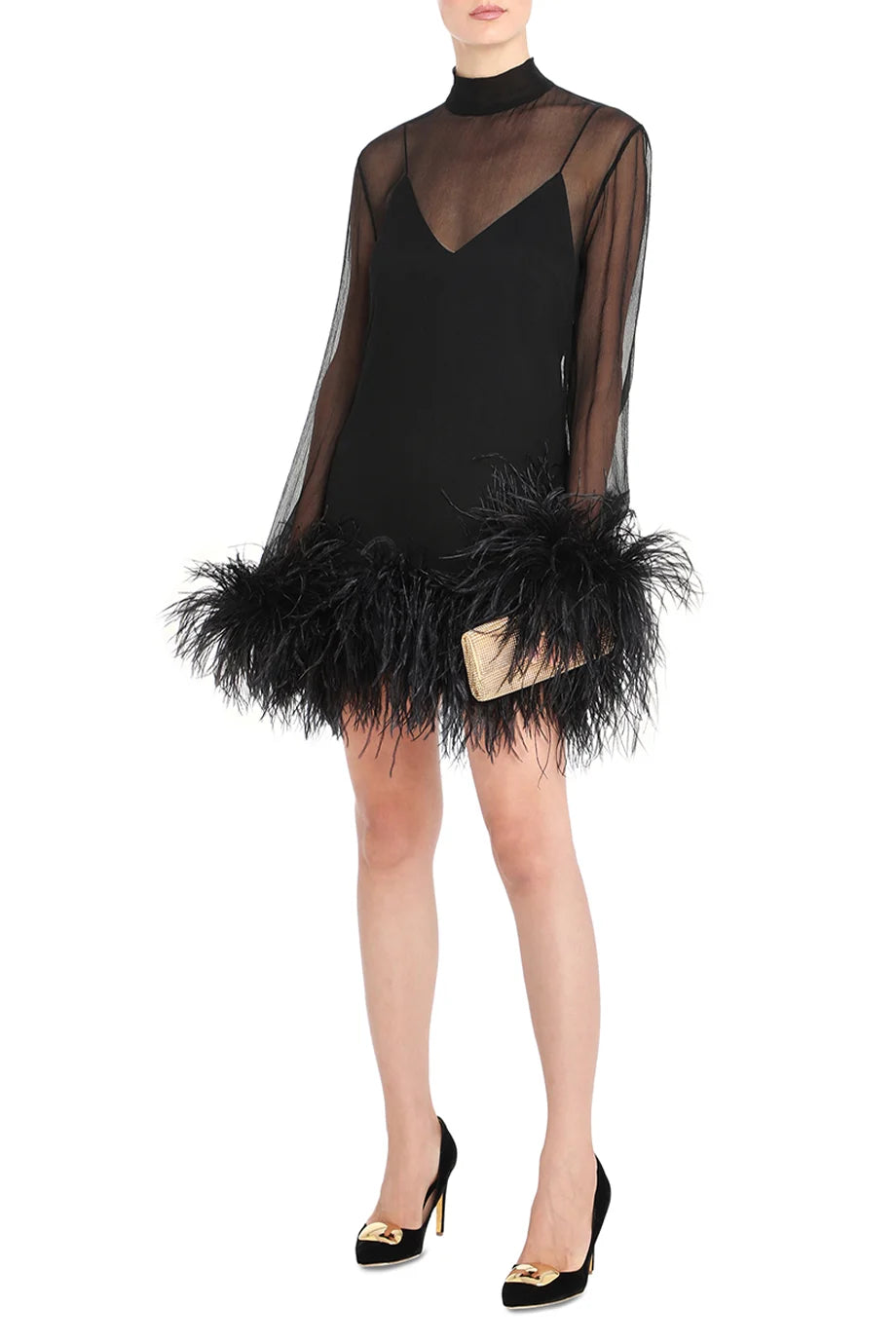 Sheer feather dress deals