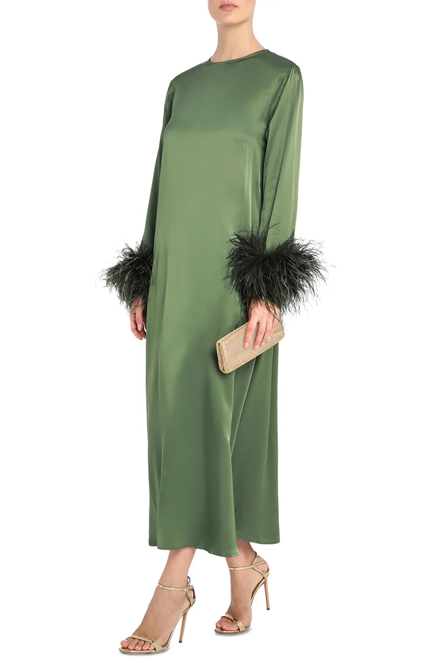 Suzi Maxi Dress Feathers In Green