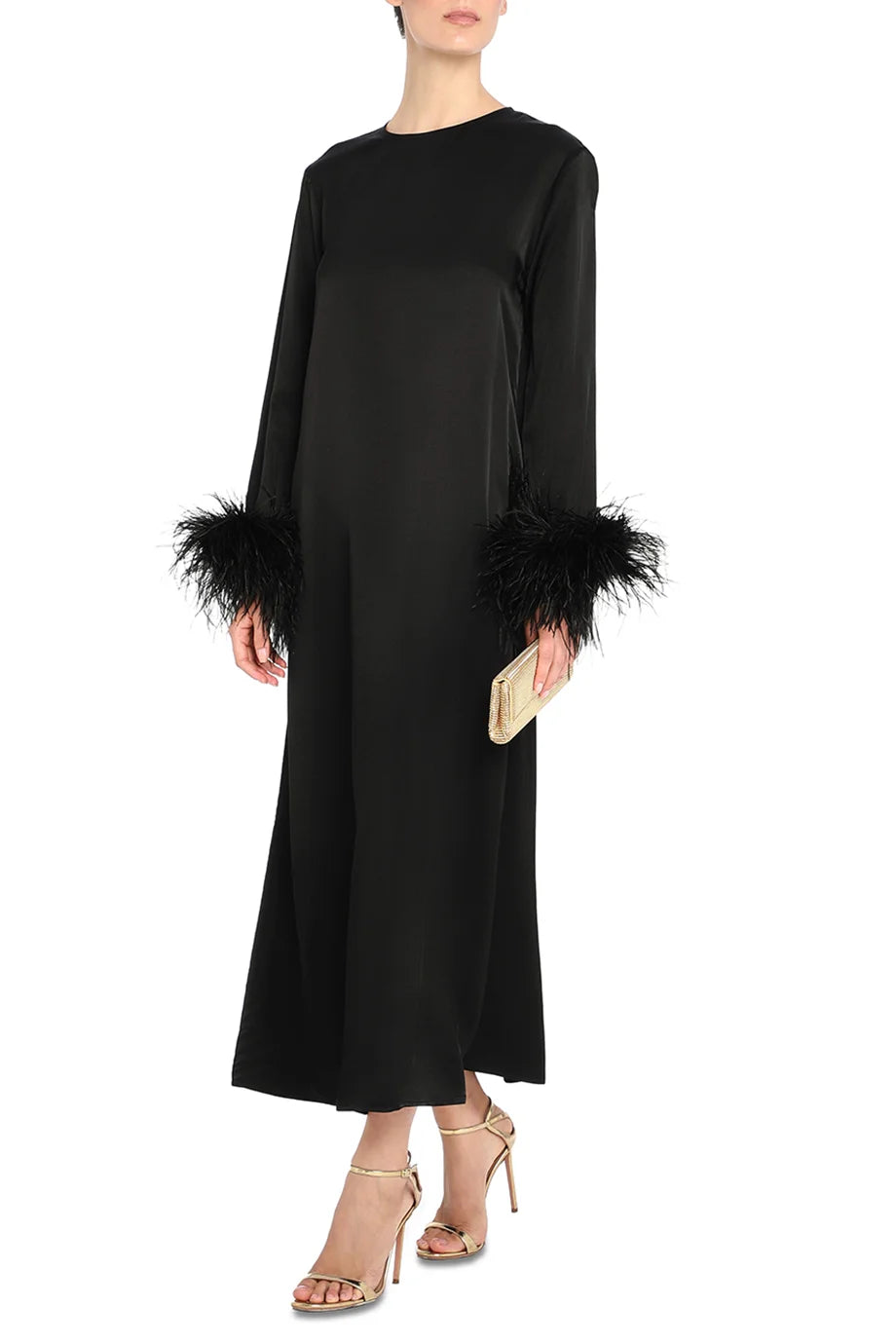 Suzi Maxi Dress Feathers In Black