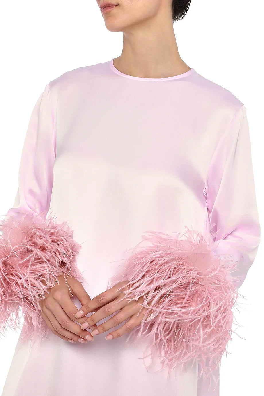 Suzi Maxi Dress Feathers In Pink