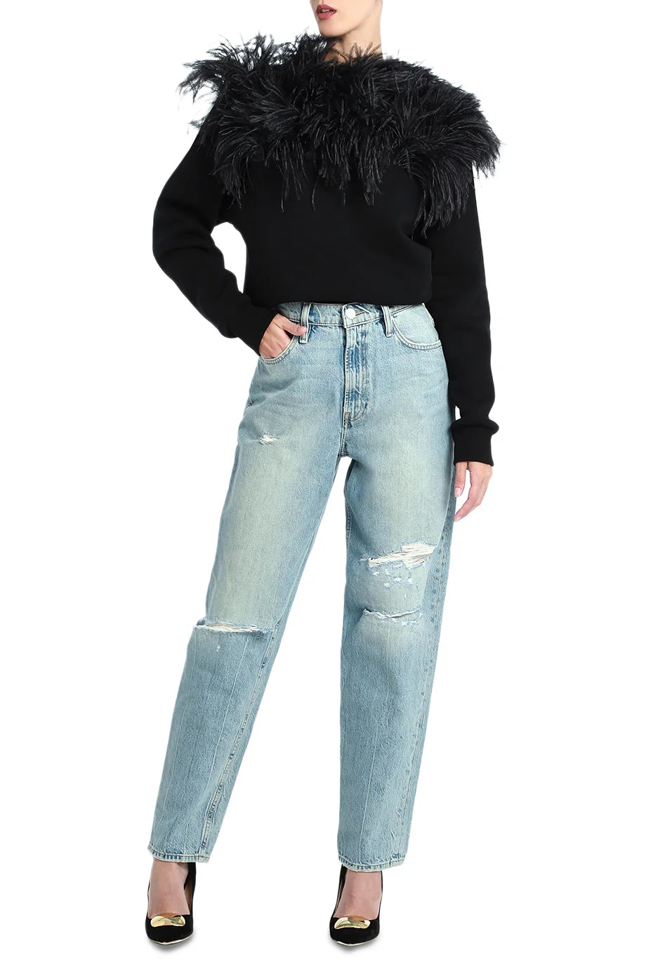 Ostrich Feather Pullover