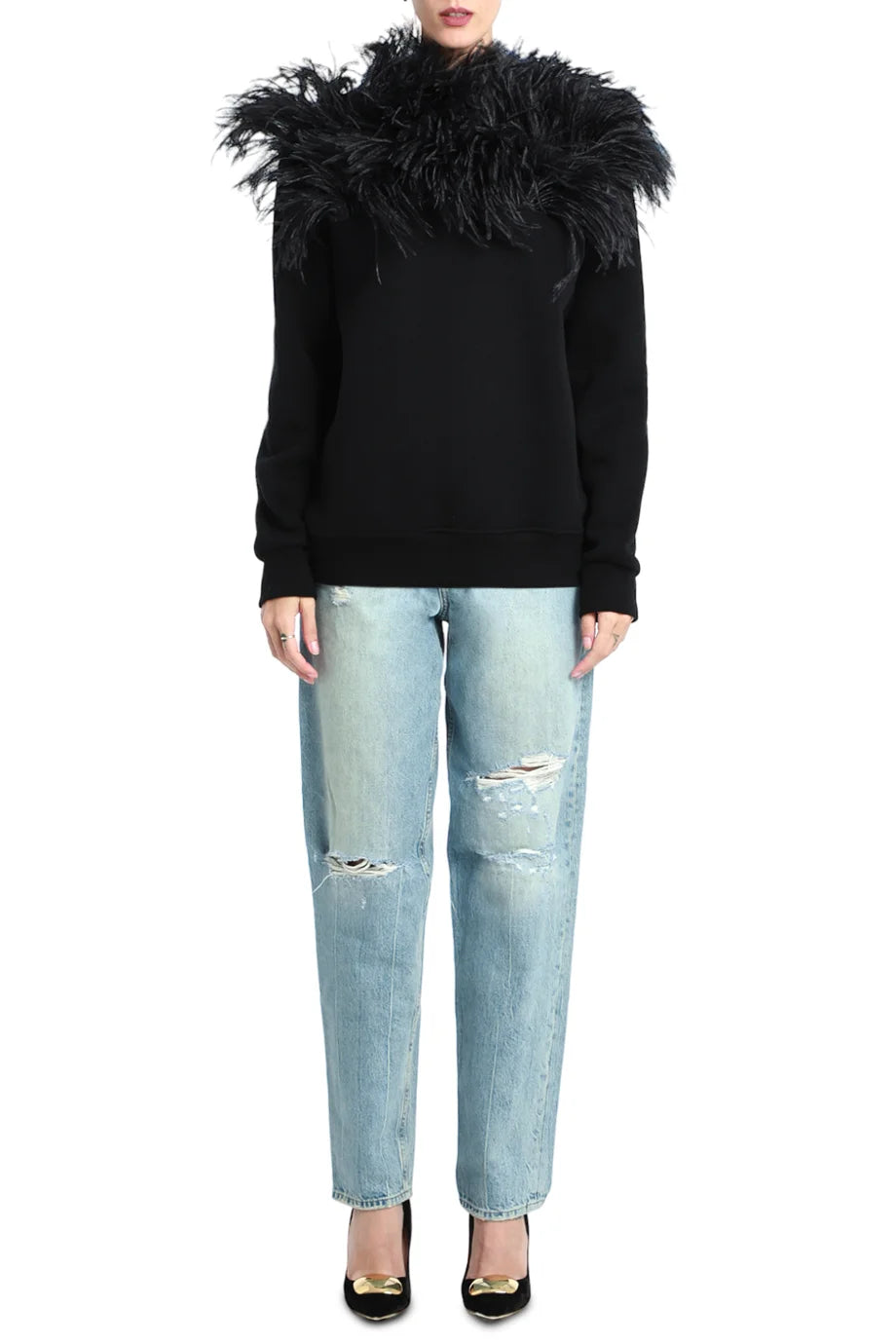 Ostrich Feather Pullover
