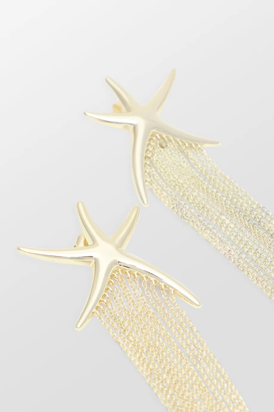 Orion Starfish Stud Chain Fringe Earrings
