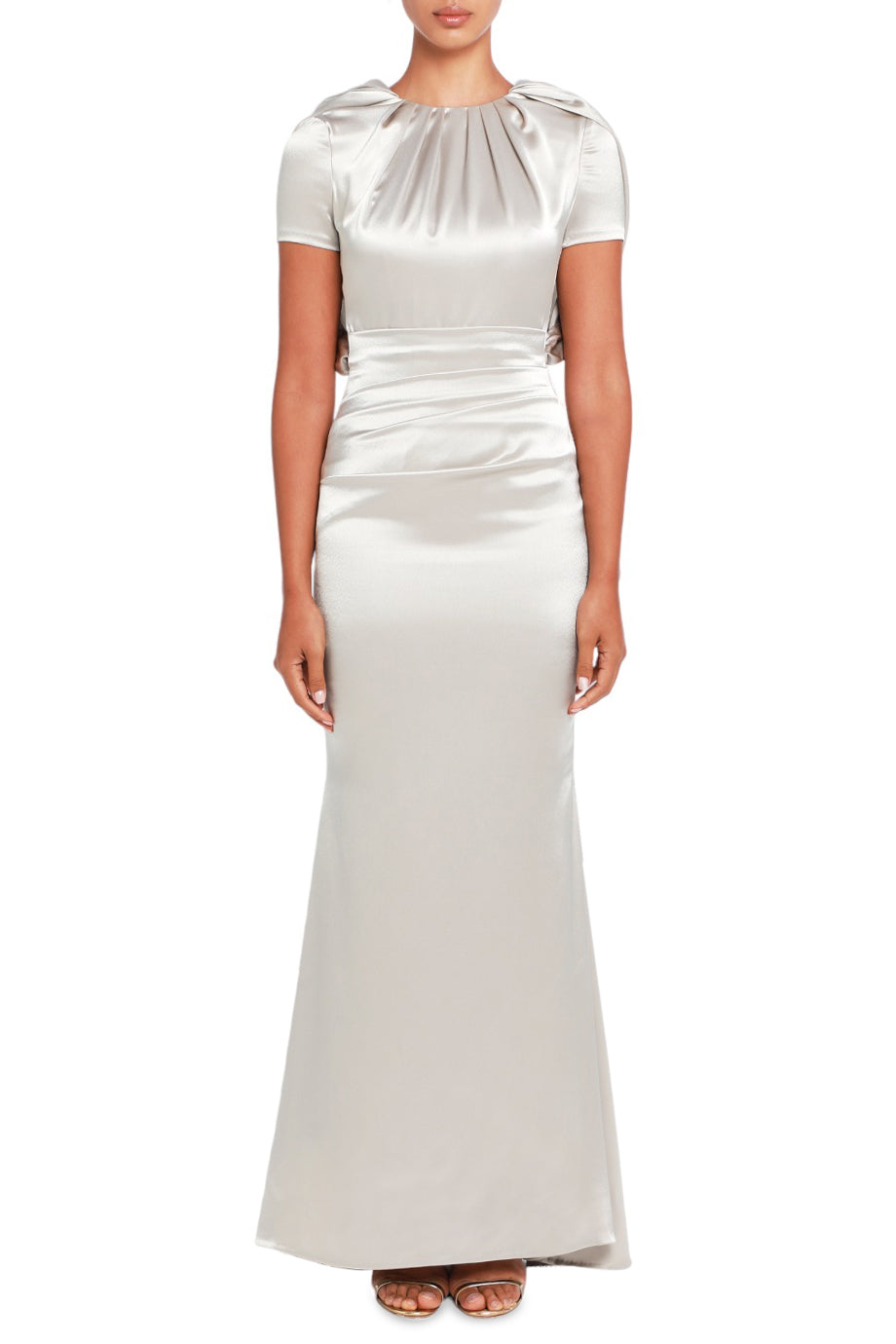 Cape-Effect Gathered Stretch-Jersey Gown