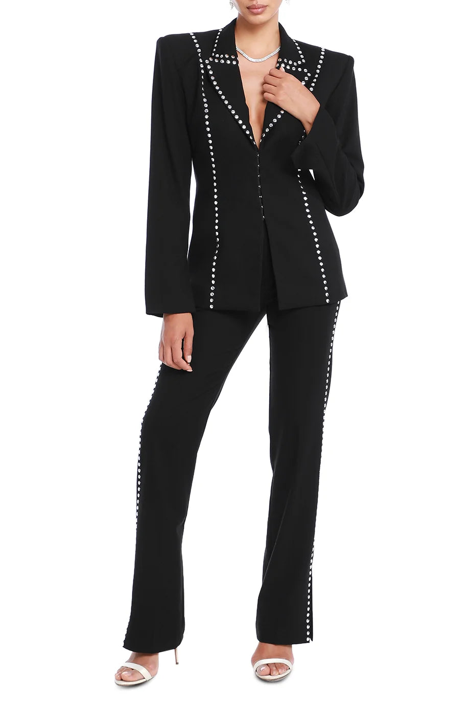 Cassius Studded Blazer With Shoulder Pads