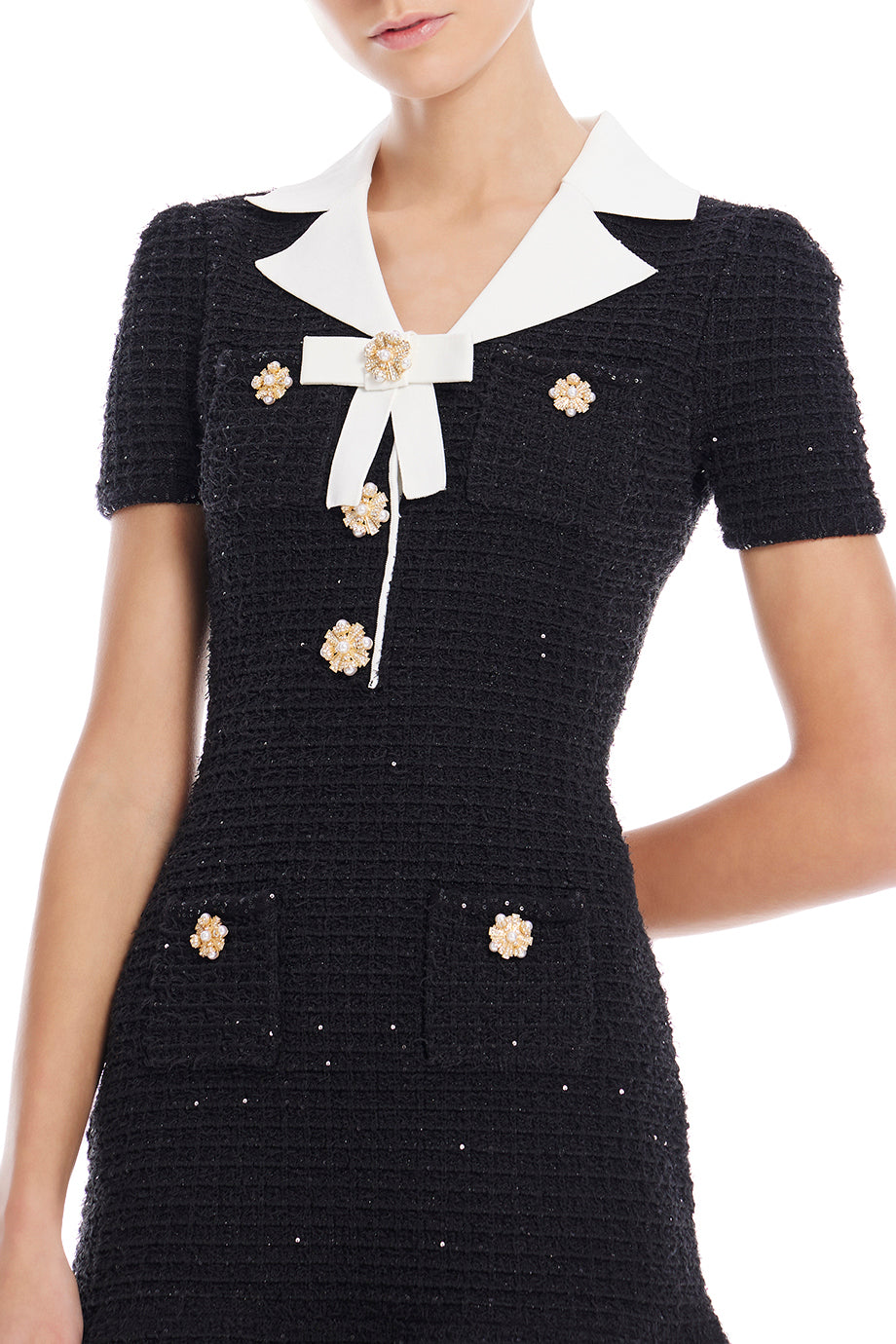 Black Bow Knit Mini Dress