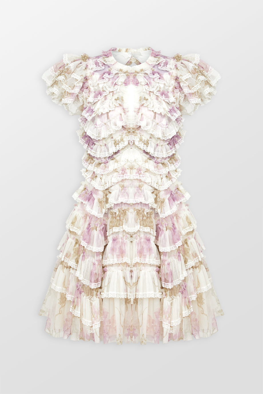 Wisteria Ruffle Lace Mini Dress