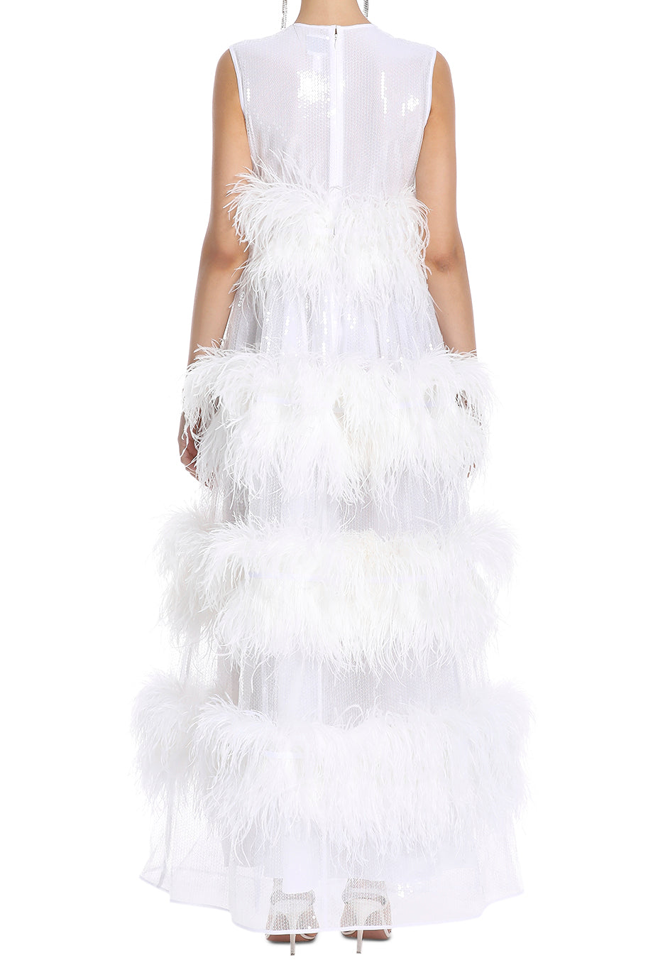 Sleeveless Feathered Anais Maxi Dress