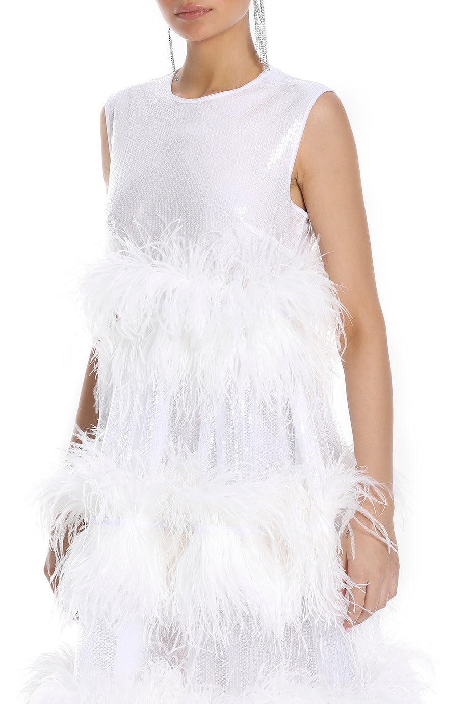 Sleeveless Feathered Anais Maxi Dress