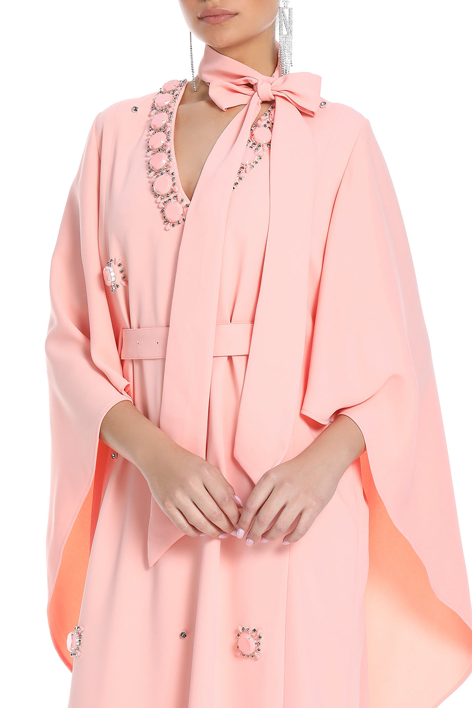 Salina Embellished Tie Neck Detail Kaftan