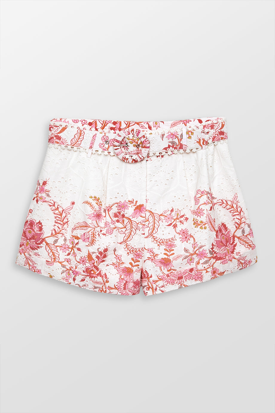 Floral Shorts With Buckle Belt