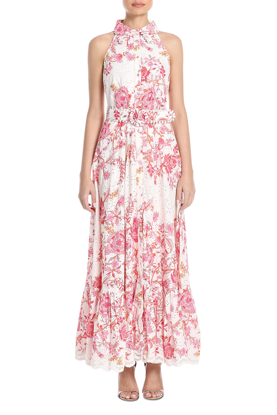 Floral Maxi Dress With Buckle Belt